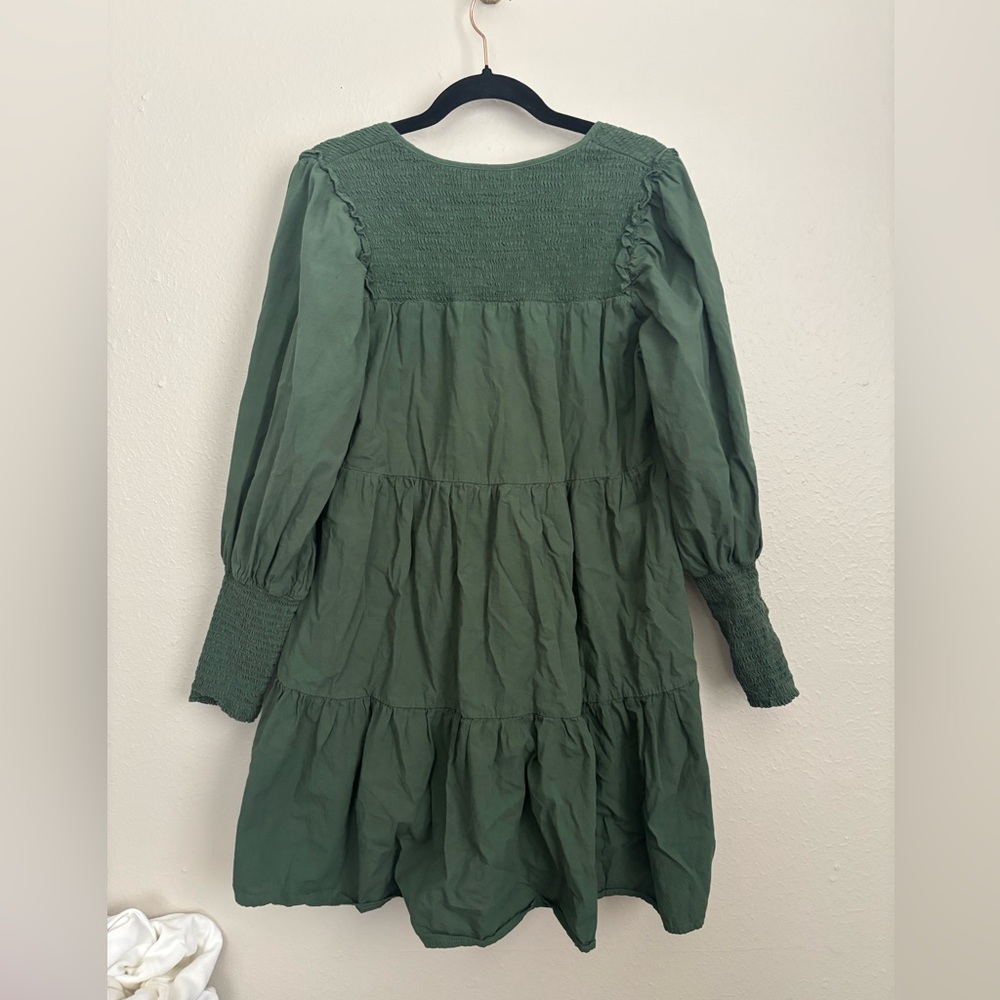 Pomander Place‎ Ceci Smocked Tiered Long Sleeve Dress - small - jaguar green - Picture 7 of 7